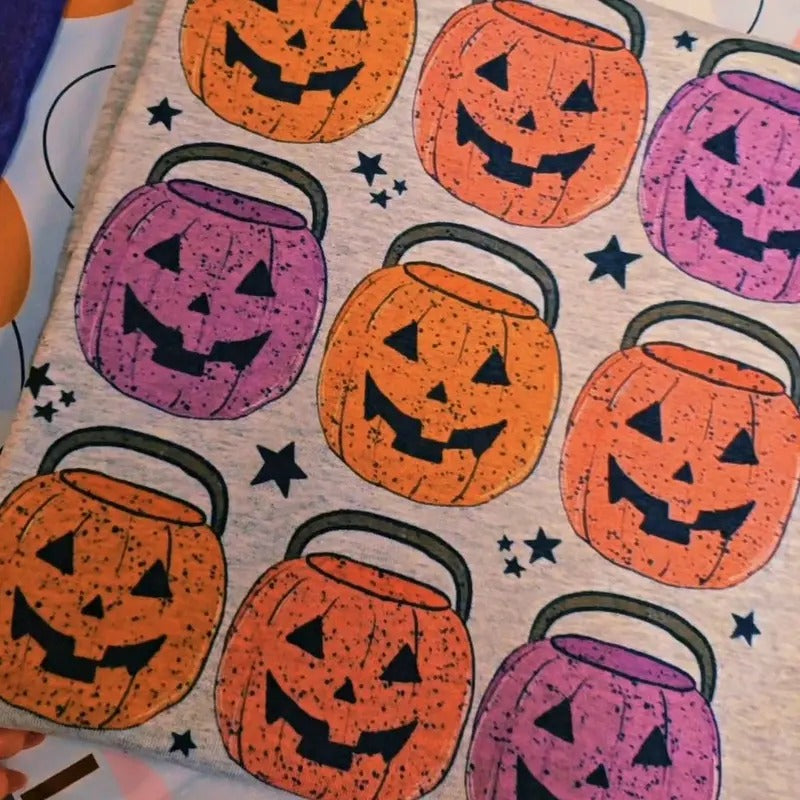 Multi Pumpkin Bucket Graphic Tee or Sweatshirt Hoodie | GrindPrints.com