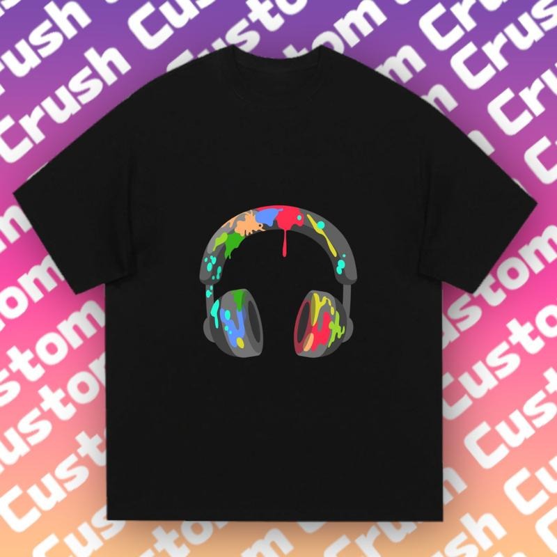 Colorful Graffiti Headphones Tee |   'Audio Wave' Trendy Outfit |   Daily/Music Festival Masterpiece Hoodie, Sweatshirt