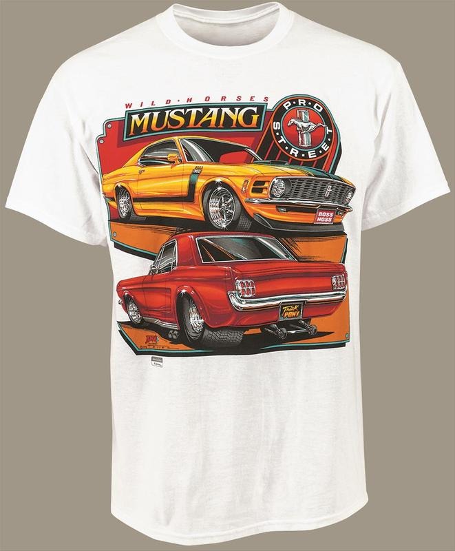 Mustang Wild Horses T-Shirts - Vintage Hot Rod Muscle Car Graphic Tee  for Car Enthusiasts Men's Cotton Tee - Old School...
