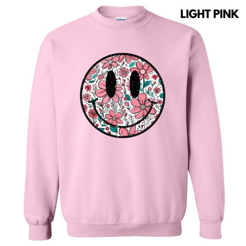 Muted Florals Happy Face Sweatshirt 'NLB' T-Shirts, Hoodie | GrindPrints.com