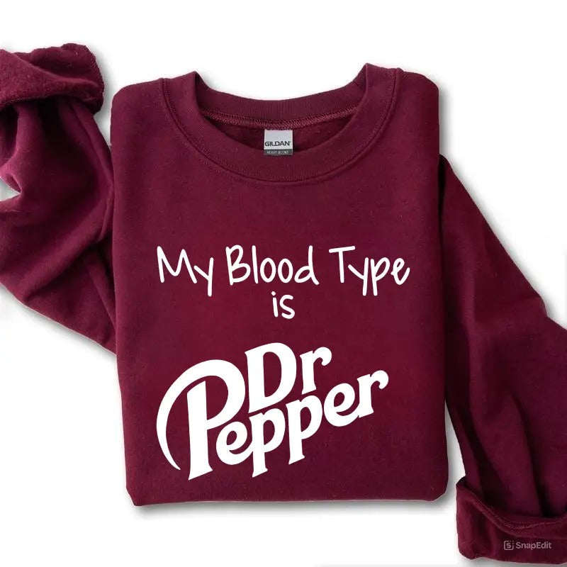My Blood Type is Dr Pepper Sweatshirt, Pepper Shirt, Christmas Sweatshirt, For Men, For Women Classic Menswear Hoodie