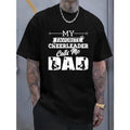My Favorite Cheerleader Calls Me Dad Print T-Shirt, Casual Crew Neck Short Sleeve Comfort Tee Top For Spring & Summer,...