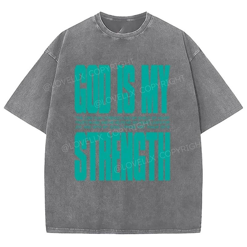 My God Strenght Washed T-Shirt, Christian Jesus  t shirts, Vintage 90s Graphic Tee Gift Cotton Top Womenswear Bottom...