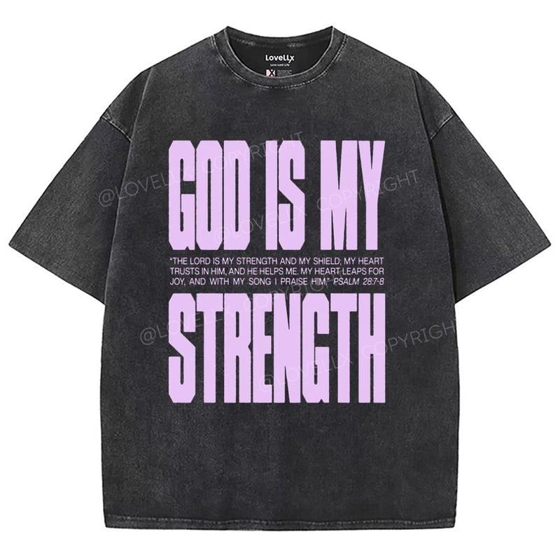 My God Strenght Washed T-Shirt, Christian Jesus  t shirts, Vintage 90s Graphic Tee Gift Womenswear Top Cotton Hoodie,...