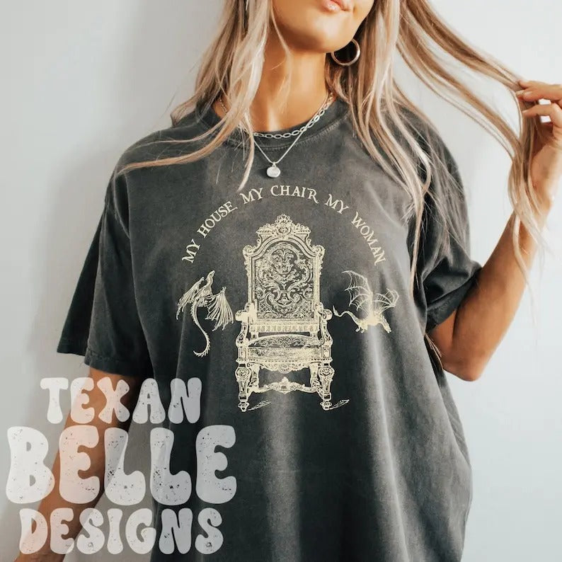 My House My Chair My Woman Graphic Tee, Fourth Wing, Iron Flame, Shirt, Xaden Riorson, Basgiath, Book shirt, Gift, Book...