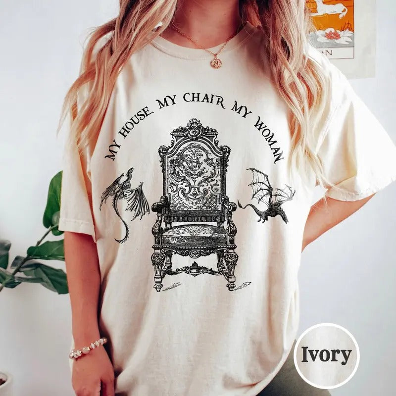 My House My Chair My Woman Shirt, Xaden Riorson House Shirt, Iron Flame Shirt, Fourth Wing Shirt, Rebecca Yaros Fan Gift,...