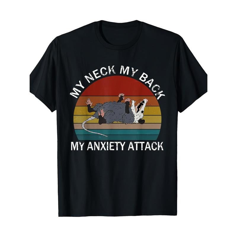 My Neck My Back My Anxiety Attack Opossum Sunset T-Shirt made in usa Hoodie, Sweatshirt | GrindPrints.com