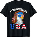 My Pronouns Are USA Eagle American Funny 4th July Cotton Short Sleeve T-Shirts, Hoodie, Sweatshirt