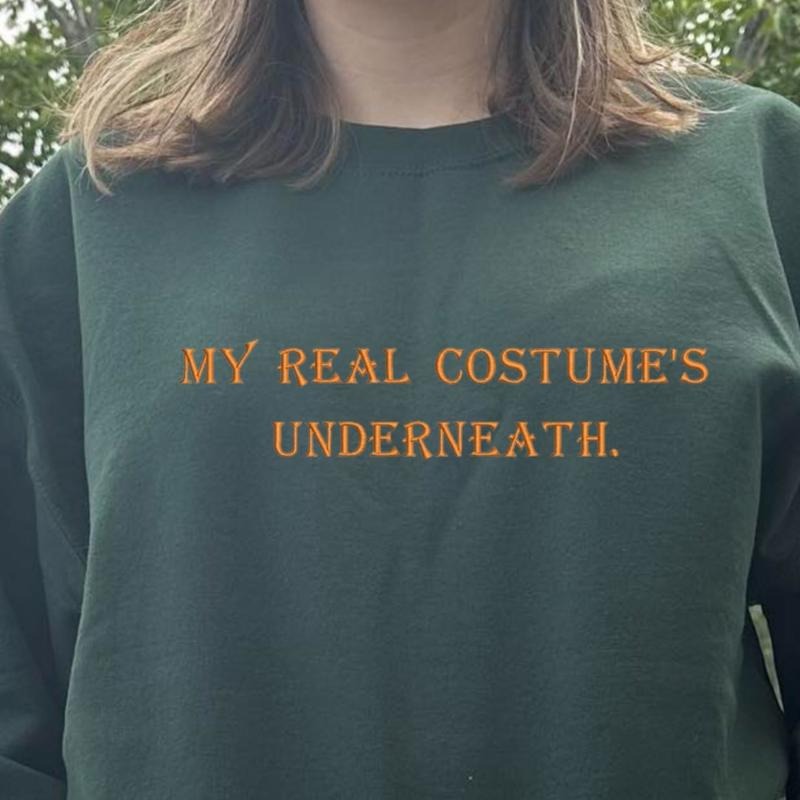My Real Costume is Underneath Embroidered sweatshirt; Vintage embroidered crewneck, embroidered crewneck, Cotton Casual...
