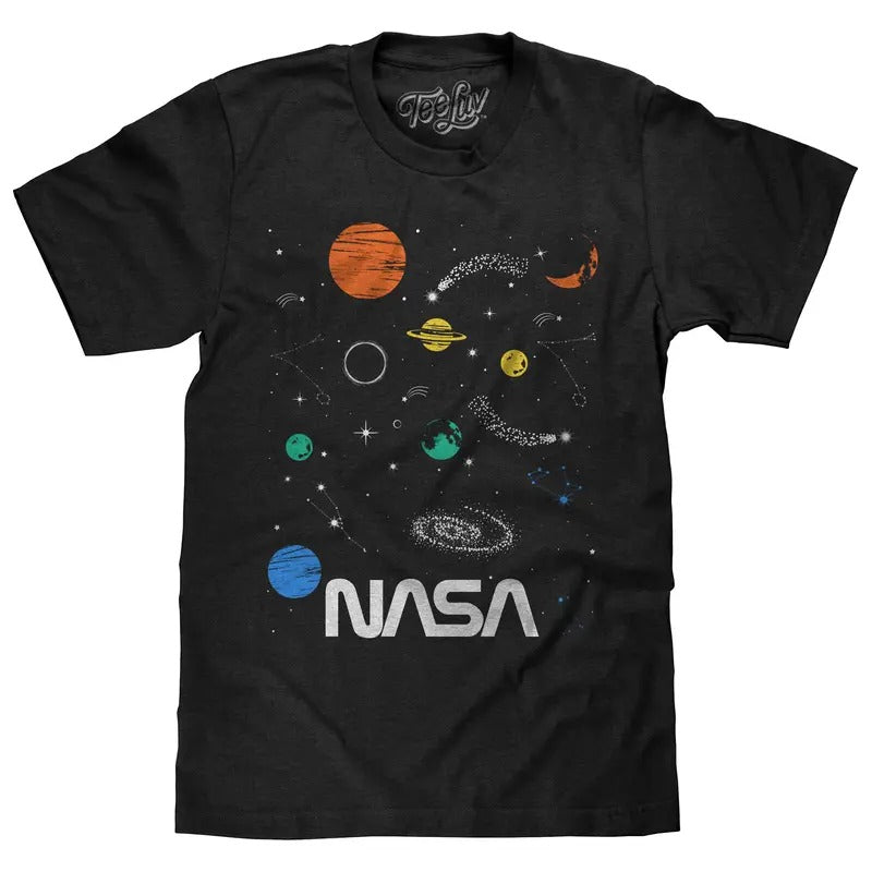 NASA Planets and Stars Space T-Shirt - Black Hoodie, Sweatshirt | GrindPrints.com