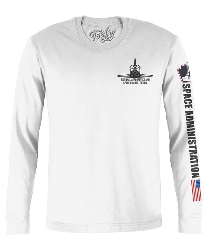 NASA Shuttle Long Sleeve T-Shirt - White Hoodie, Sweatshirt | GrindPrints.com