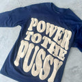 NAVY POWER TO THE P Oversized T-Shirt 100% Shrink-Free Cotton Long Sleeve Graphic Tee for Women with Statement Style and...