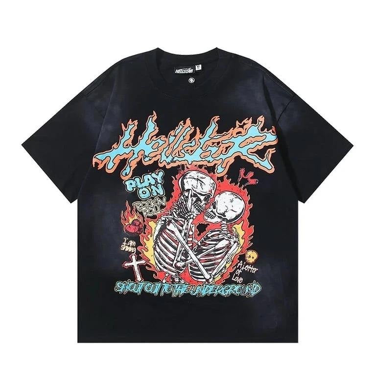 NEW Hell Studios Star skeleton Play on printing tee Men's Short sleeved T-shirt Hoodie, Sweatshirt | GrindPrints.com