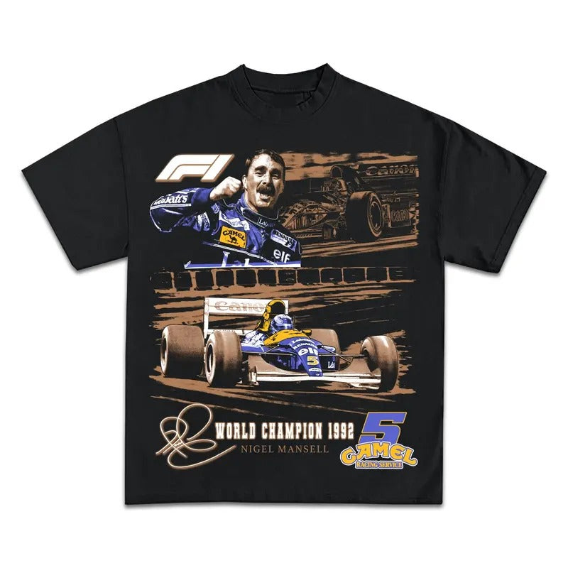 NIGEL MANSELL 1992 WORLD CHAMPION FORMULA 1 GRAPHIC T-SHIRT - STREETWEAR Hoodie, Sweatshirt | GrindPrints.com