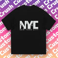 NYC City Emblem Tee |   White with Purple-Pink Gradient |   Statue of Liberty Print & Skyline Design Hoodie, Sweatshirt