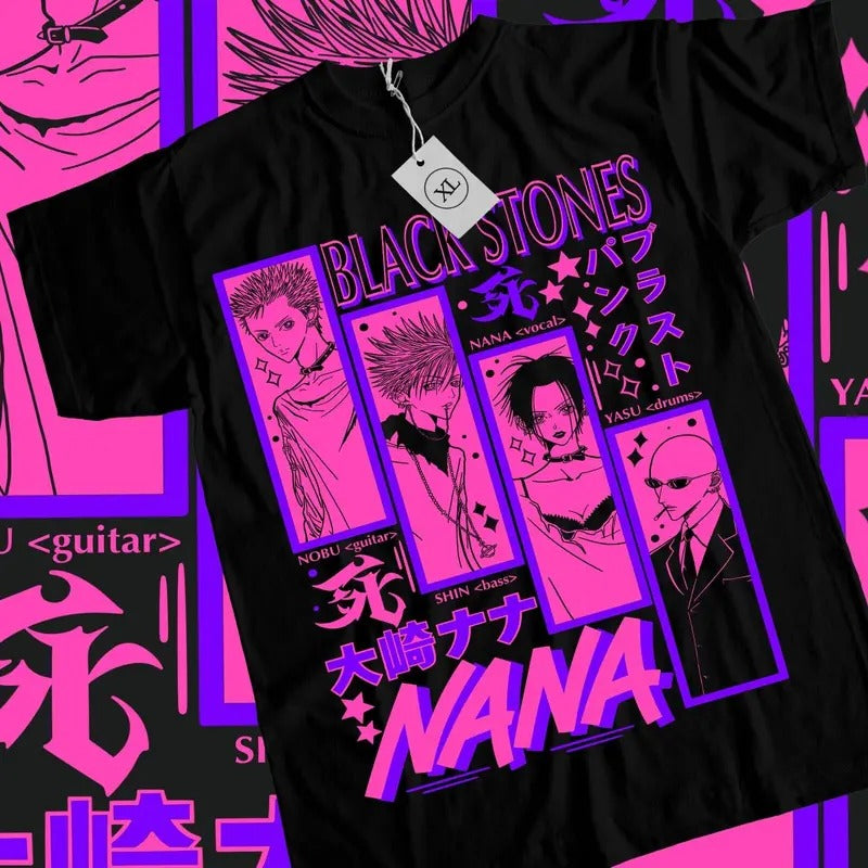 Nana Osaki T-Shirt S-4XL Black Stones Girl Kawaii Manga Anime Graphic Shirt Tshirt S-4XL Hoodie, Sweatshirt | GrindPrints.com