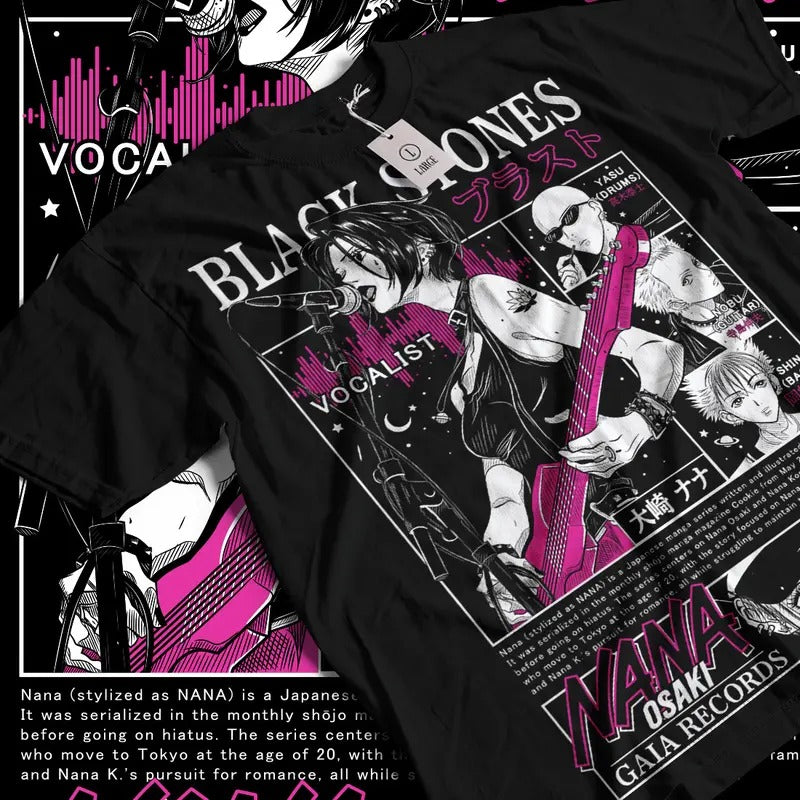 Nana Osaki T-Shirt S-4XL,Black Stones Manga Anime Girl Kawai Graphic Shirt Tshirt S-4XL Hoodie, Sweatshirt | GrindPrints.com