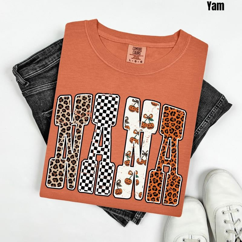 Nana Pumpkin Pattern Comfort Colors T-Shirt 'NLB' Hoodie, Sweatshirt | GrindPrints.com