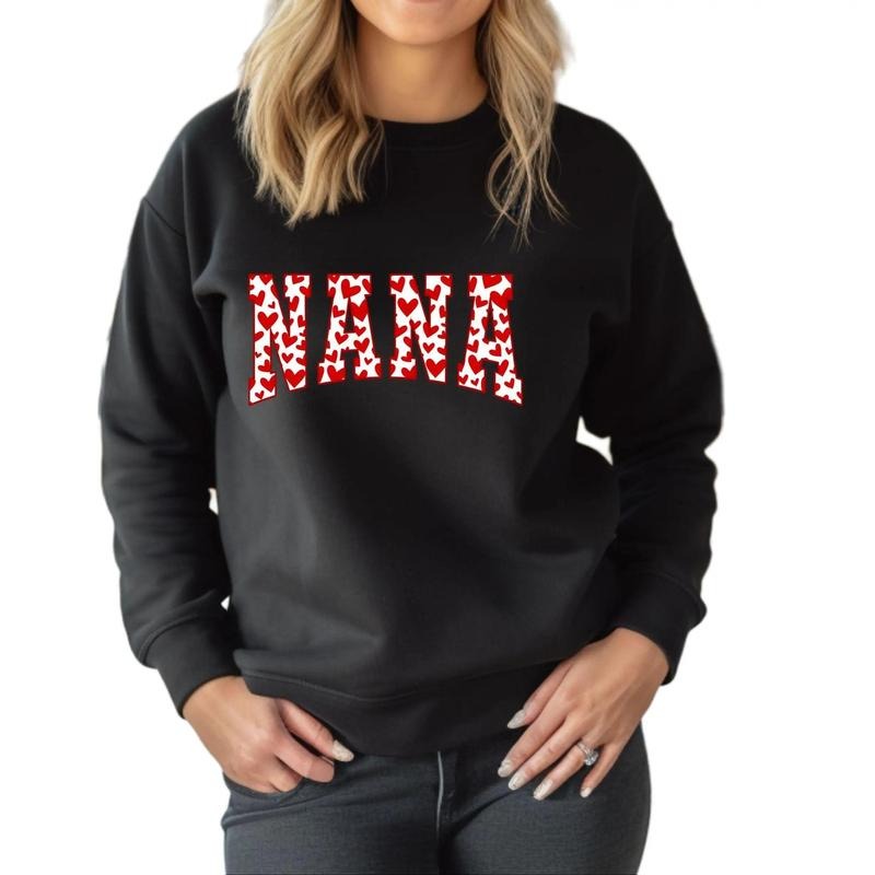 Nana with Hearts Crewneck Sweatshirt T-Shirts, Hoodie | GrindPrints.com