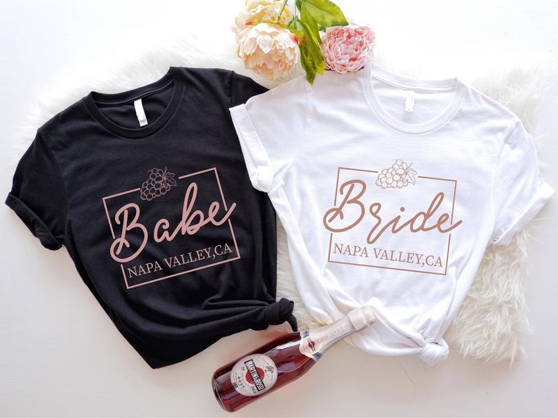 Napa Valley Bachelorette Shirt Matching Bride Babe Grape Wine Bach Shirt Bridal Party Trip Wedding Party Bridesmaid Short Sleeve T-Shirts, Hoodie, Sweatshirt