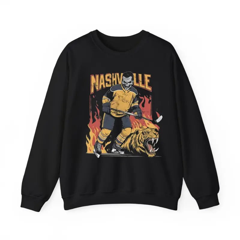 Nashville Hockey Crewneck Sweatshirt, Hockey Fan Gift, Hockey Lover T-Shirts, Hoodie | GrindPrints.com