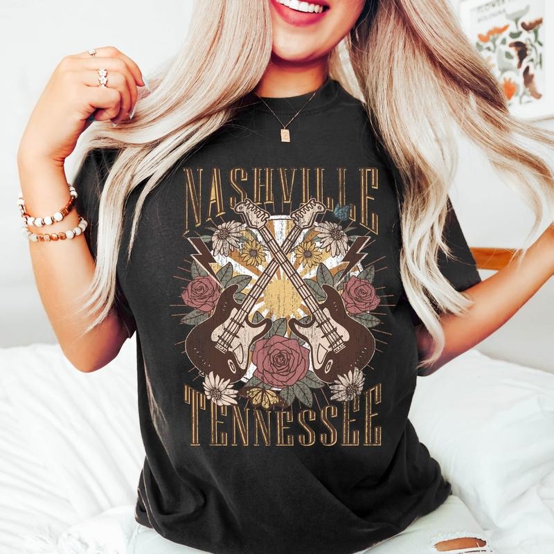 Nashville Tennessee Double Guitar T-Shirt Hoodie, Sweatshirt | GrindPrints.com