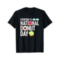 National Donut Day Themed Cotton T-Shirt, Casual Crew Neck, High Stretch Knit Fabric, Regular Fit, with Donut Print, for...