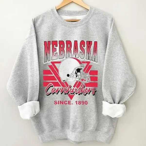 Nebraska Retro Helmet University College Football Sweatshirt Vintage T-Shirts, Hoodie | GrindPrints.com