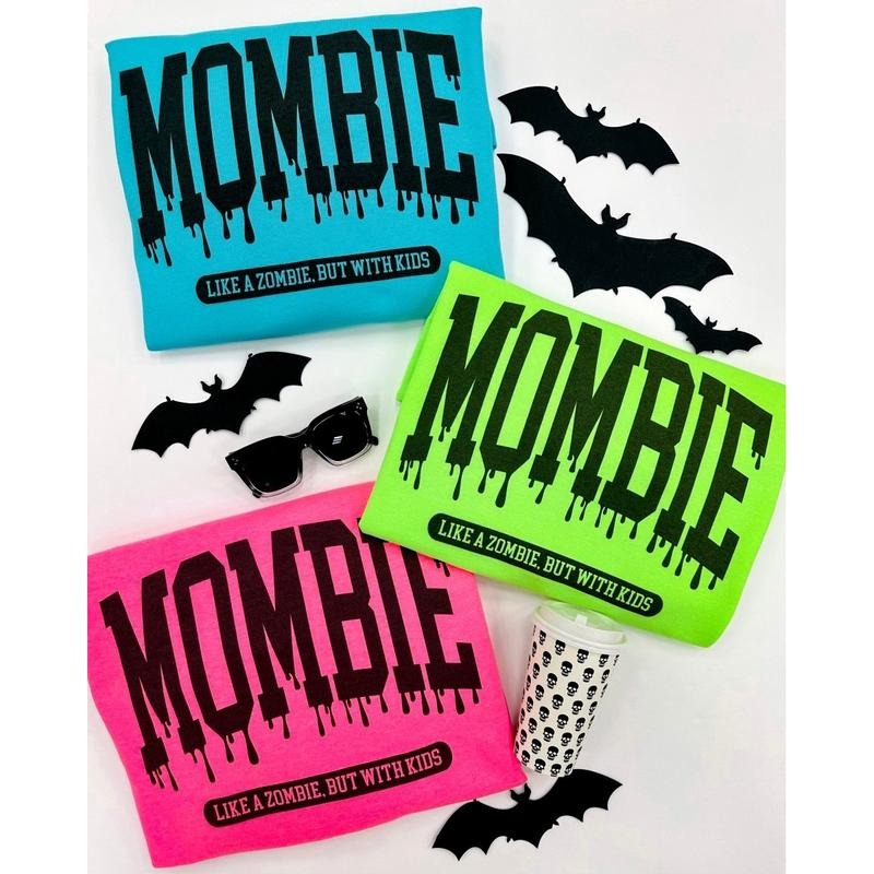 Neon 'Mombie' Crewneck Sweatshirt, "Like a Zombie, but with Kids" T-Shirts, Hoodie | GrindPrints.com