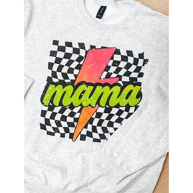 Neon Checkered Mama Graphic Top T-Shirts, Hoodie, Sweatshirt | GrindPrints.com