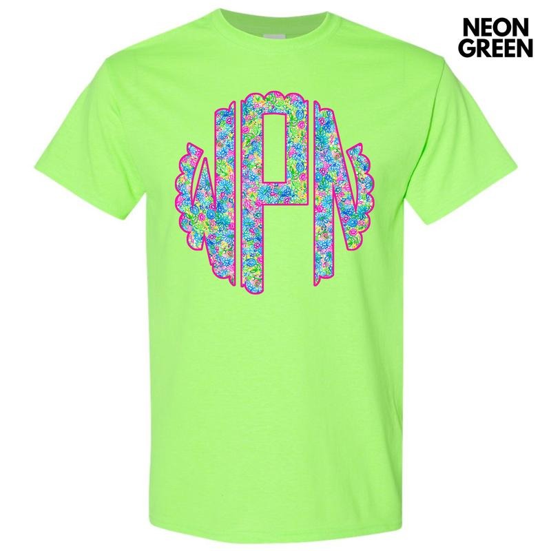Neon Exotic Monogram Gildan Short Sleeve T-Shirt 'NLB' Hoodie, Sweatshirt | GrindPrints.com
