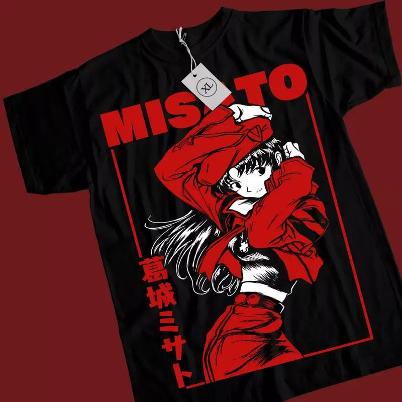 Neon Genesis Evangelion T-Shirt & Sweatshirt, Misato Katsuragi Kaiwaii Waifu Graphic Tee, Anime Manga Lover Gifts Ball...