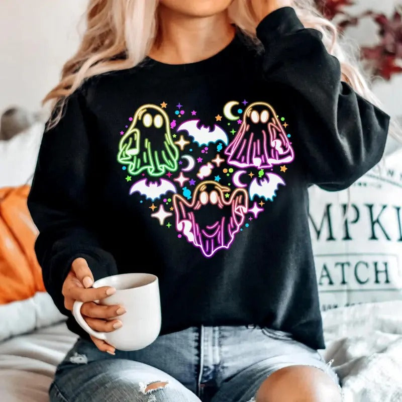 Neon Lights Ghost Halloween Ghost Shirt Bougie Ghost Shirt Halloween Halloween Halloween Ghost T-Shirts, Hoodie, Sweatshirt
