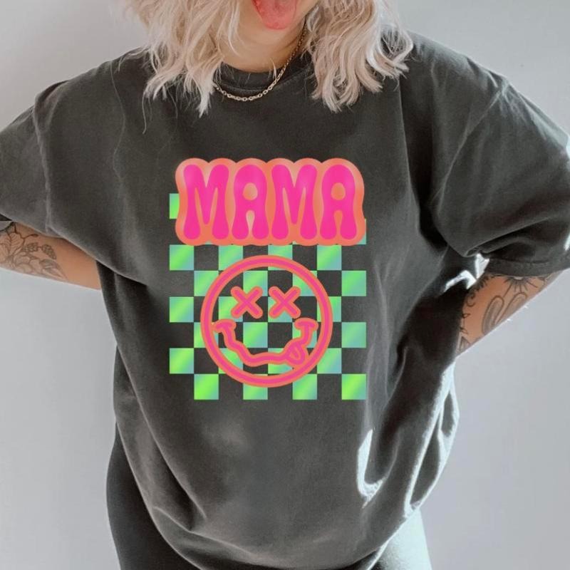 Neon Mama Graphic Shirt, Comfort Colors, Retro Mama Shirt, Women's Band Graphic Tee, Casual Comfy Graphic Hoodie, Sweatshirt
