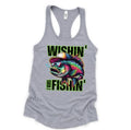 Neon Wishin i was fishing Tank Top Casual Cotton T-Shirts, Hoodie, Sweatshirt | GrindPrints.com