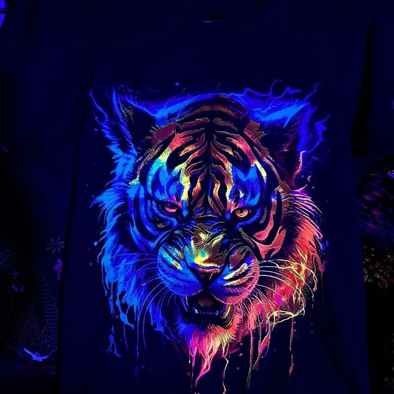Neon tiger shirt Black Cotton Casual Hoodie, Sweatshirt | GrindPrints.com