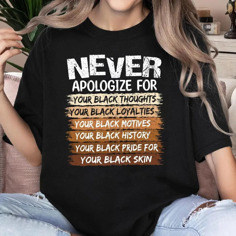 Never Apologize Black History Month Tshirt Sweatshirt Hoodie, Is World History Shirt, African American, Black Power...