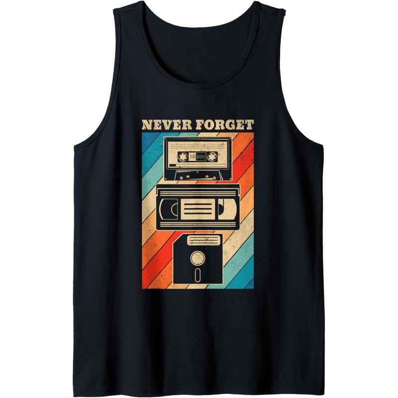 Never Forget Vintage Floppy Disk  Tape 90s 80s Cassette Tank Top made in usa T-Shirts, Hoodie, Sweatshirt | GrindPrints.com