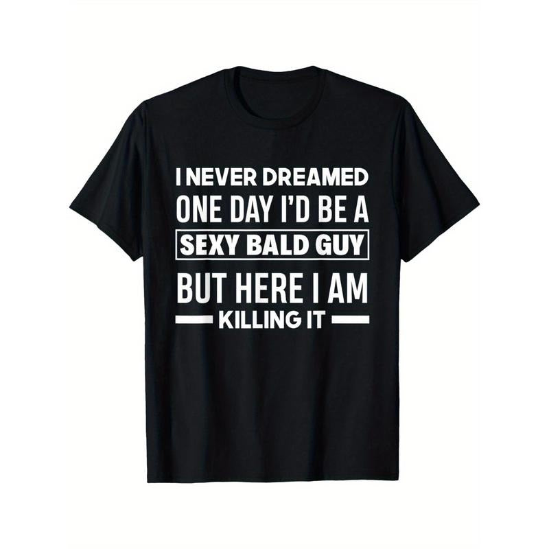 Never Thought That The Sexy Bald Male God Was So Charming, Pure Cotton Creative Printing Pattern Short Sleeves - Gifts...