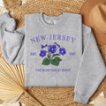 New Jersey Blue Violet Embroidered State Flower Sweatshirt, Hometown Embroidered Shirt, Favorite Flower Embroidered Shirt...
