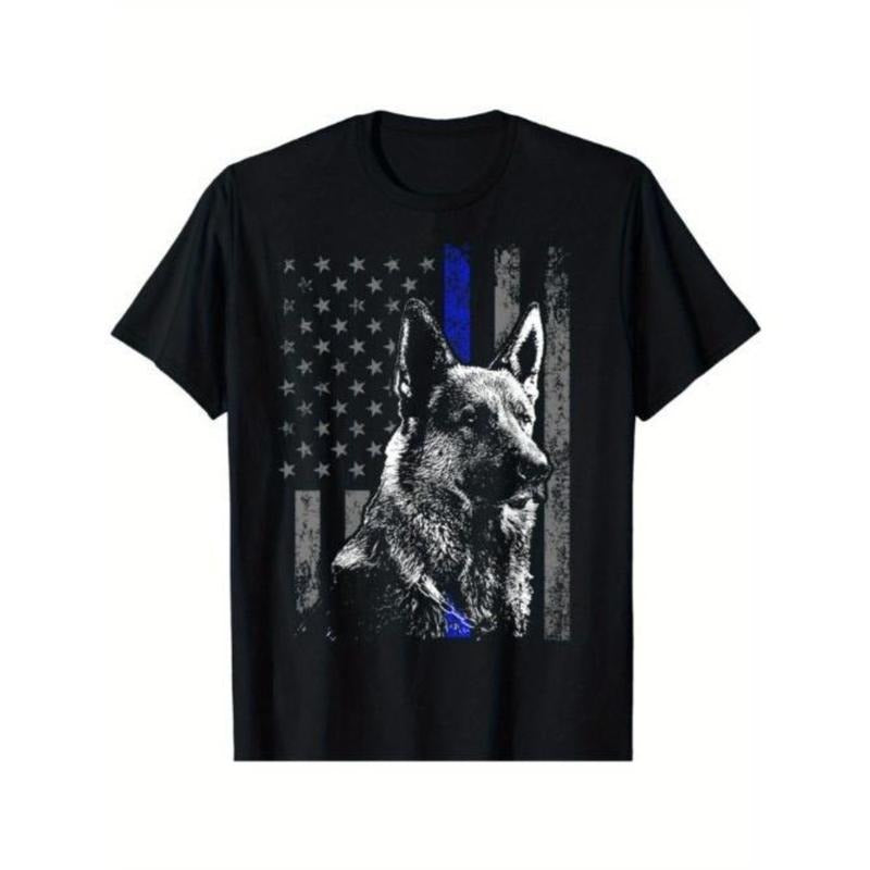 New Limited Thin Blue Line Flag Shepherd Police Dog Gift T-Shirt Made in USA Hoodie, Sweatshirt | GrindPrints.com