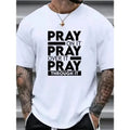 New PRAY Printed T-Shirt, Street Short Sleeve Cotton T-Shirt, Men's T-Shirt Comfort Fit Crew Neck T-Shirt - Super Soft,...