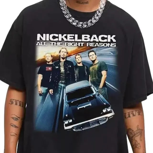 Nickelback Music Shirt, Get Rollin' 2023 tour shirt, gift for fan Casual Classic Cotton Fabric T-shirt, Vintage 90s style...