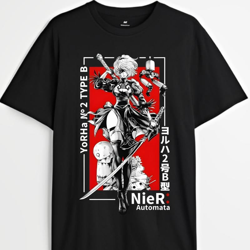 Nier Automata T-Shirt & Sweatshirt, 2B YoRHa Waifu Graphic Tee, Anime Manga Lover Gifts Hoodie | GrindPrints.com