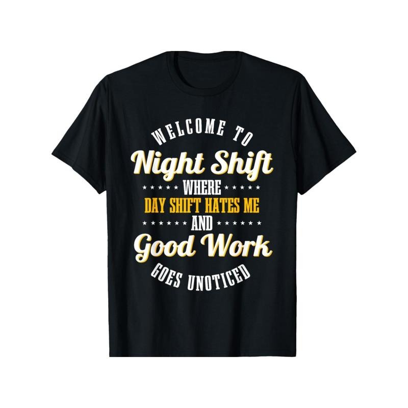 Night Shift Professional Workers T-Shirt - 100% Cotton, Casual & Sporty, Geometric Print, Machine Washable