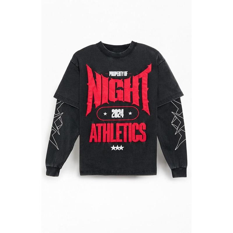 Nightlab Men's Gym 2fer Long Sleeve Puff Graphic T-Shirt - Multicolor Hoodie, Sweatshirt | GrindPrints.com