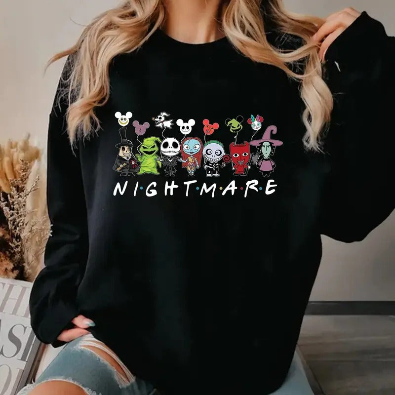 Nightmare Horror Friends Halloween Sweatshirt, Available sizes S to 3XL, full colors full sizes Womenswear Check...