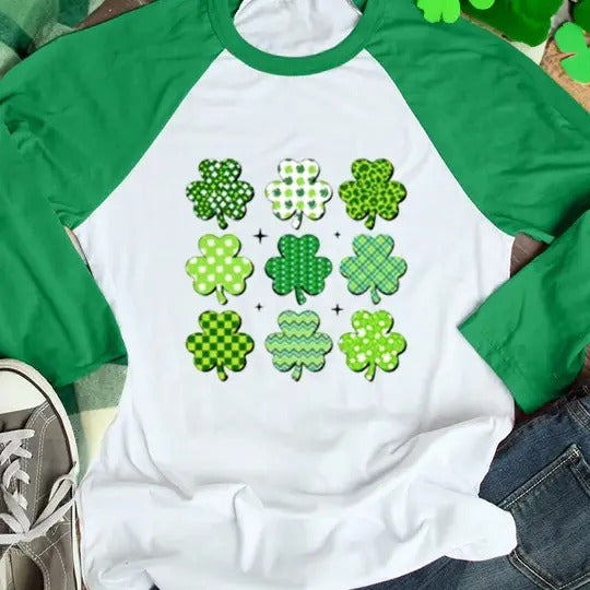 Nine Shamrock Raglan T-Shirts, Hoodie, Sweatshirt | GrindPrints.com