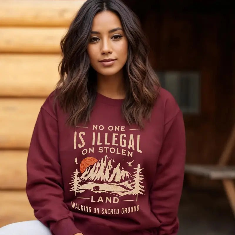 No One Is Illegal on Stolen Land Shirt, We Walk On Indigenous Land Shirt, Sacred Land Shirt, Indigenous Shop, Human...