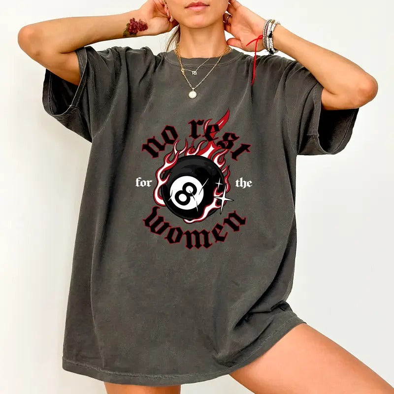 No Rest For The Women Shirt Comfort Colors, 8 Ball Billiard Lucky Crewneck Women Tee, Lucky Gifts for Women, Billiard...